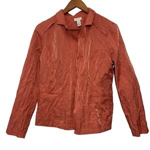 Chico's‎ Pink Open Blazer Jacket with Metallic Accents and Pockets Size 1